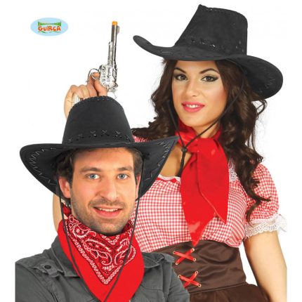 SOMBRERO VAQUERO NEGRO SIMIL- PIEL